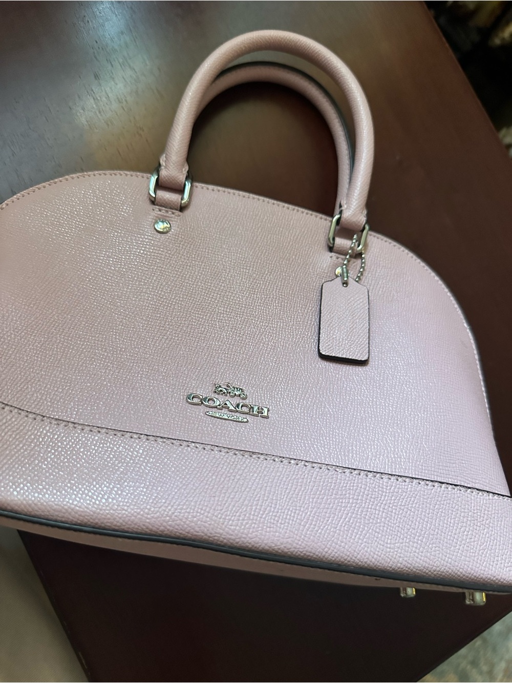 Coach Pebbled Leather Dome Satchel - Light Pink